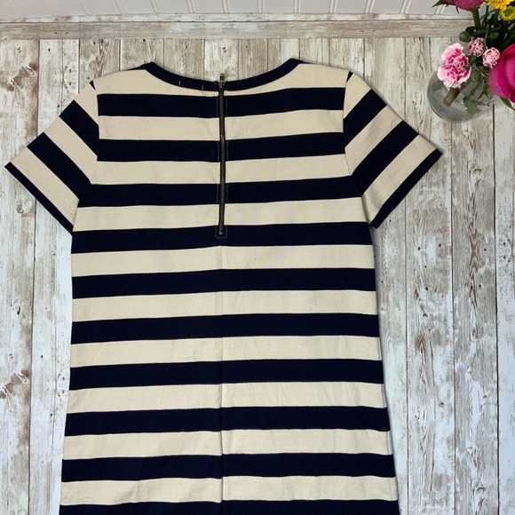 J. Crew faux leather pocket blue striped dress! - Picture 6 of 9